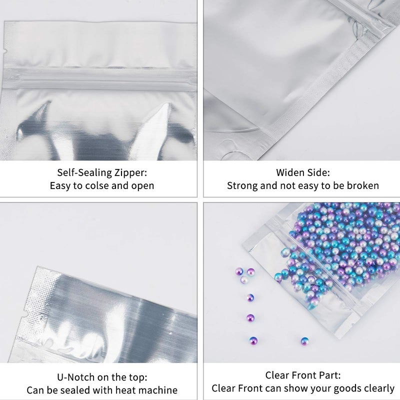 LOKQING 200 Pack 5x8 Mylar Bags with Window Stand Up Bgas 7.5mil Thick for Food Storage and Resealable for Small Business Packaging Bag - Image 5
